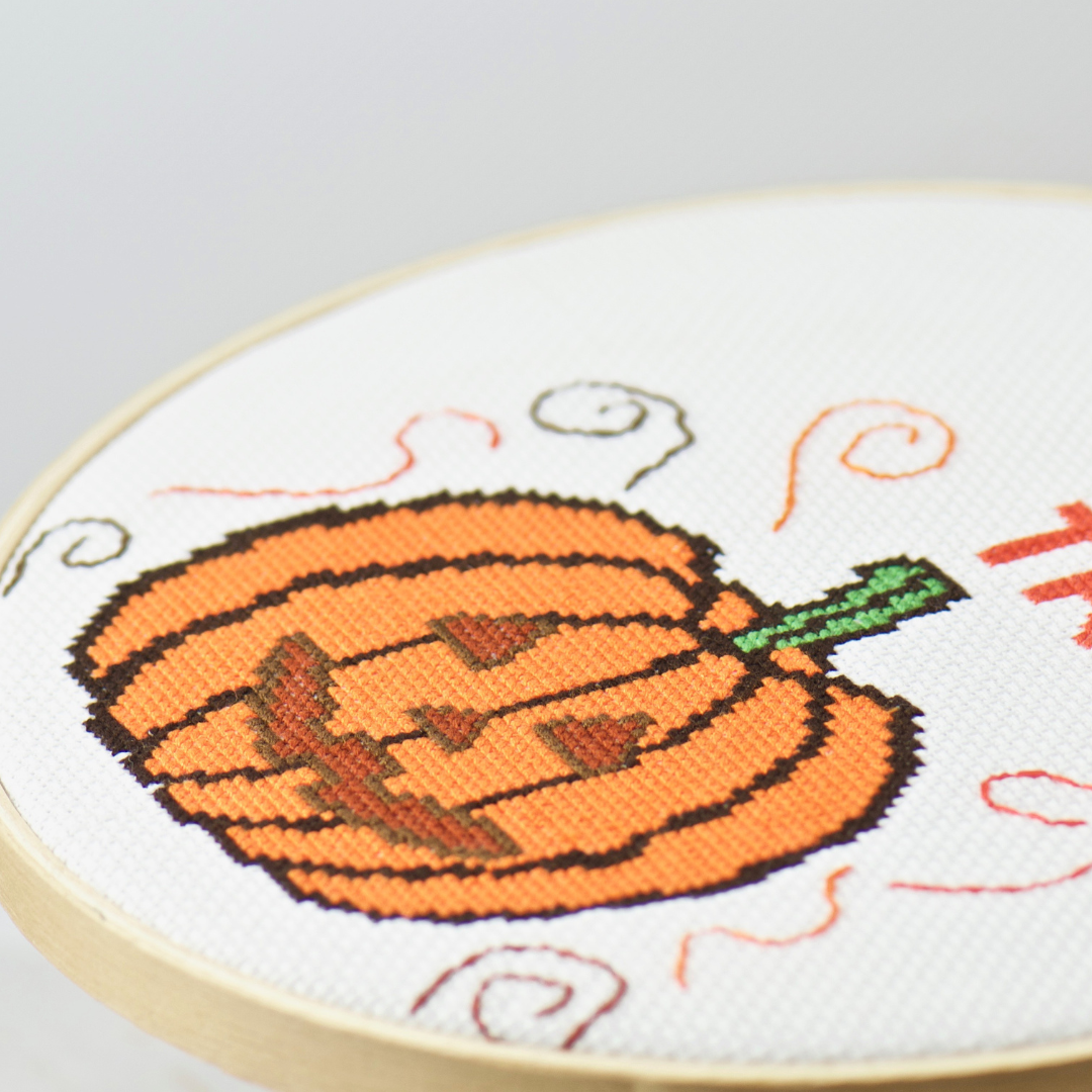 modern counted cross stitch complete kit halloween trick or treat