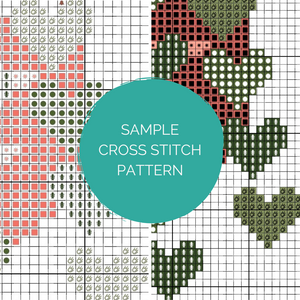 sample of color cross stitch patterns included in complete kit