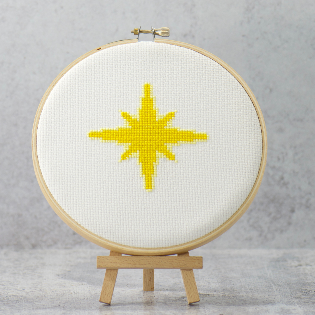 simple modern christmas star cross stitch pattern available as a pdf download