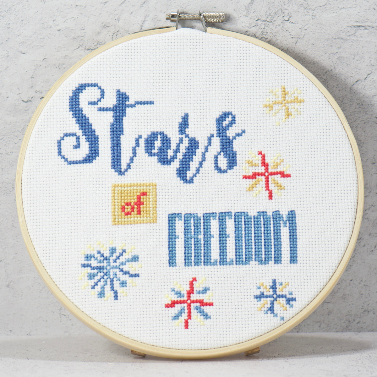 stars of freedom independence day fireworks counted cross stitch kit