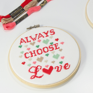 always choose love breast cancer pink cross stitch kit