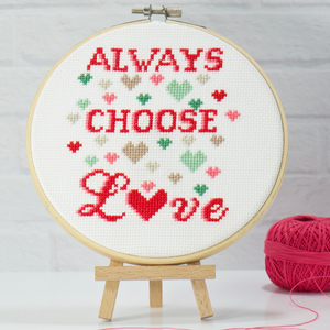 always choose love breast cancer pink cross stitch kit