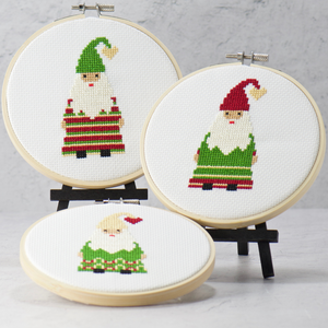 bundle of 3 christmas gnomes cross stitch designs complete kit