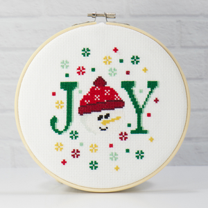 christmas snowman joy counted cross stitch digital download pattern