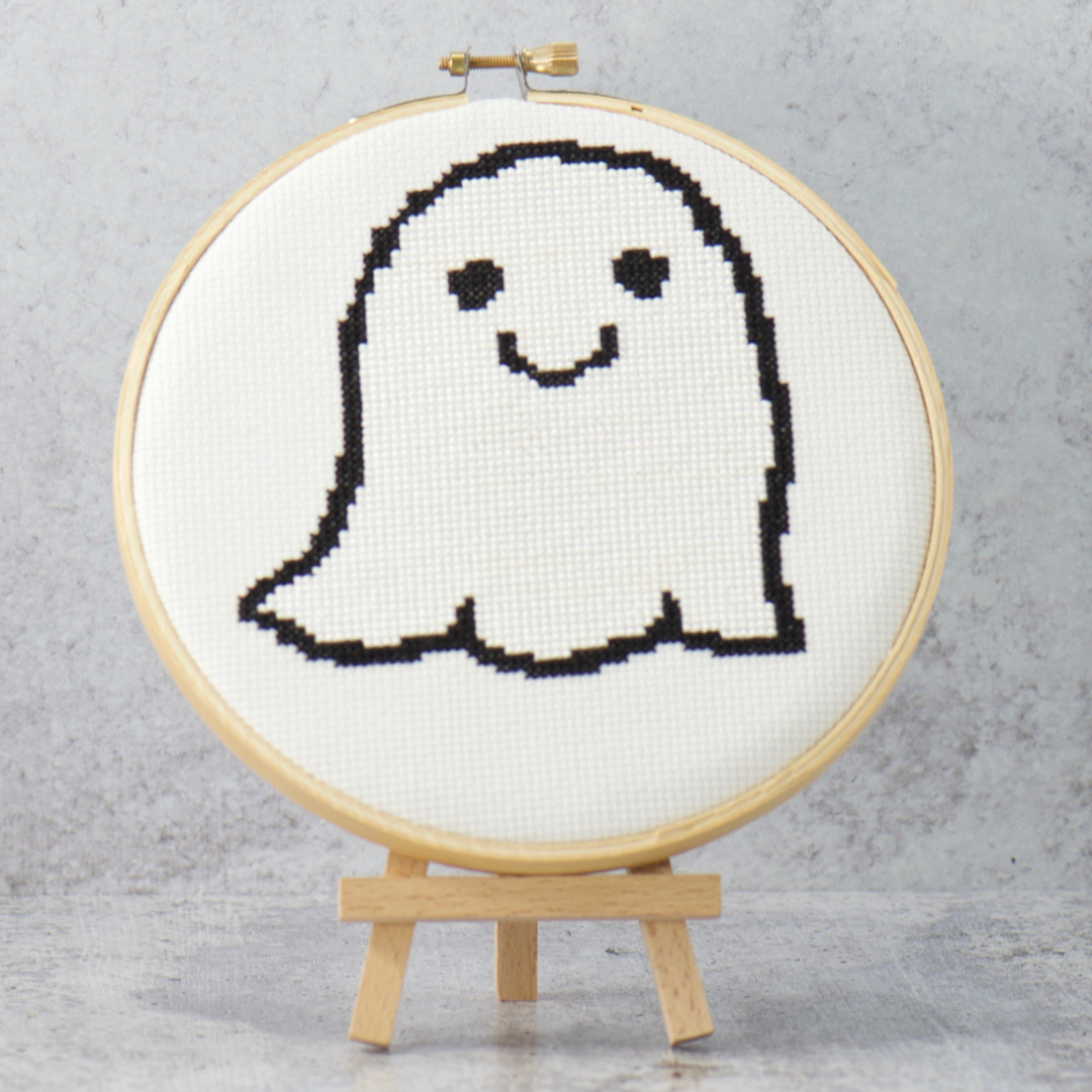 simple easy halloween white ghost counted cross stitch pdf pattern