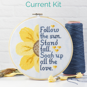 embroidery counted cross stitch subscription box monthly kit sunflower motivational quote