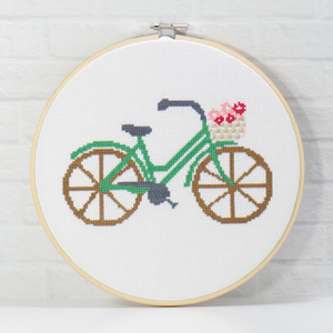 flower basket spring bicycle modern cross stitch pattern kit
