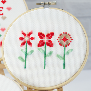 flower trio easy simple modern counted cross stitch pattern kit