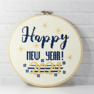 happy new year 2024 counted cross stitch complete kit