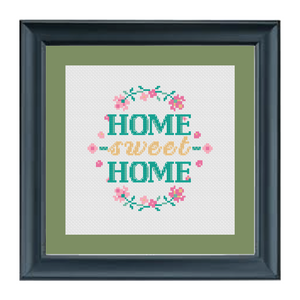 Home sweet home message counted embroidery as shown in wood frame