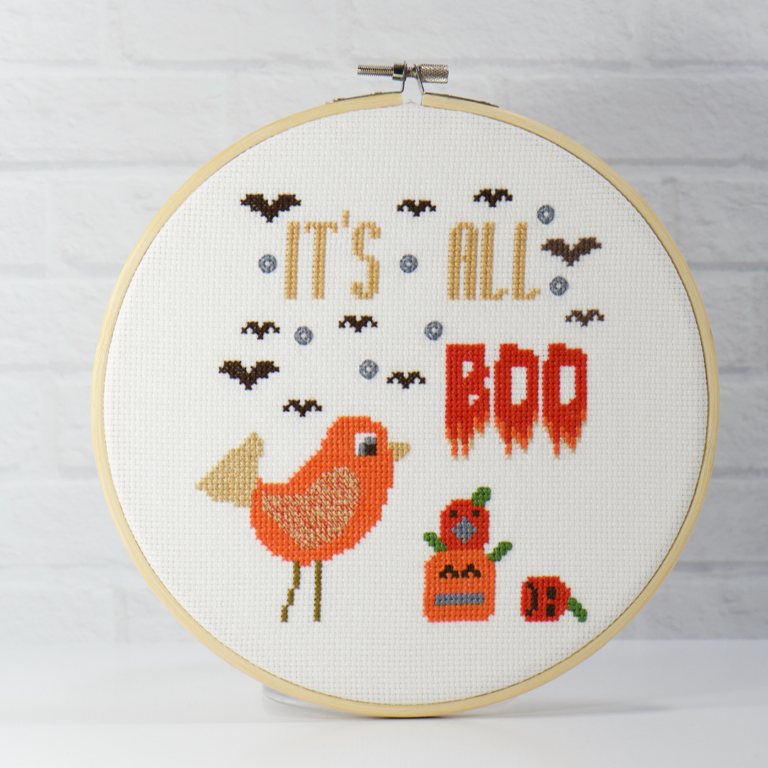 its all boo halloween counted cross stitch complete kit for beginner crafting