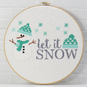 winter snowman counted cross stitching for decor and gifts