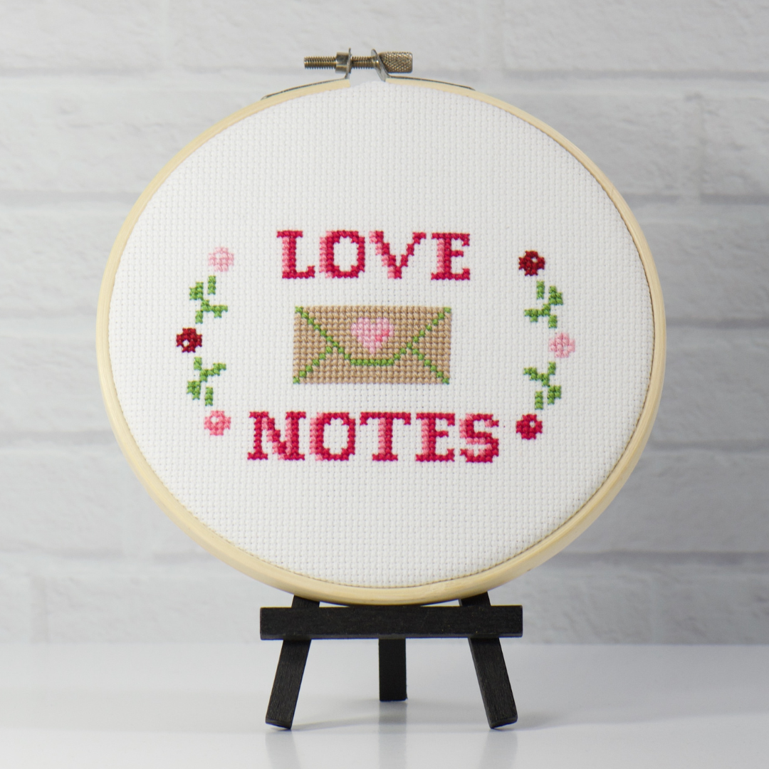 love notes counted cross stitch kit for valentine's day crafting