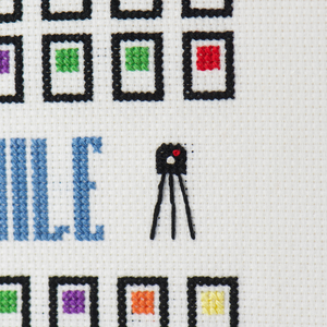 black cross stitch embroidery camera on simple mood tracker