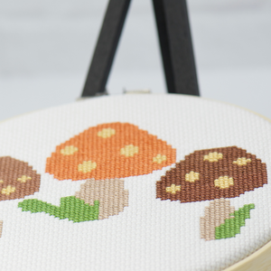 perfect for beginners simple three mushrooms counted cross stitch embroidery