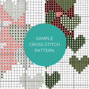 sample cross stitch pattern included in modern embroidery chart kits