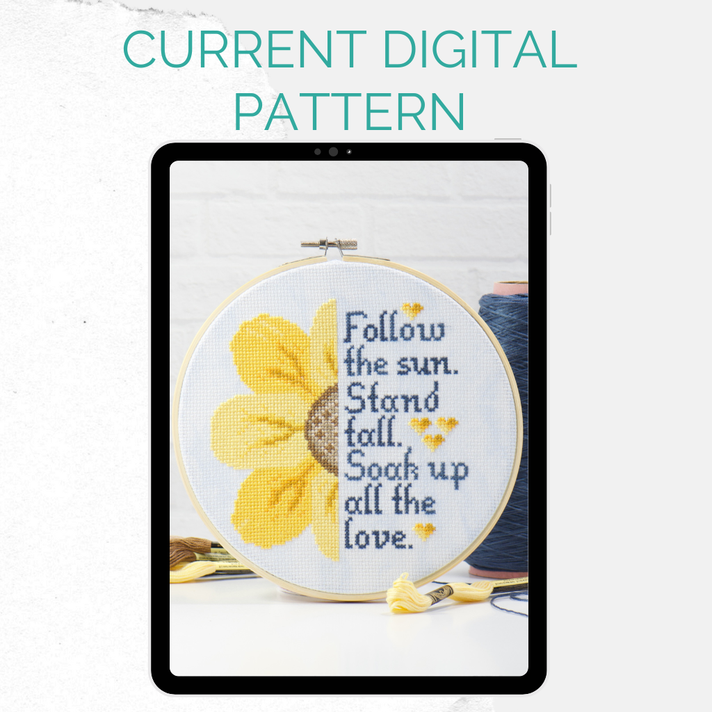 digital download counted cross stitch sunflower pattern subscription box inspiration