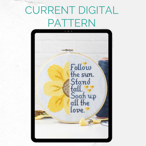 digital download counted cross stitch sunflower pattern subscription box inspiration