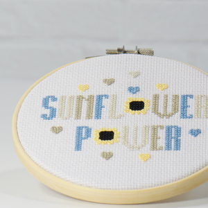 sunflower power inspirational design in simple beginner cross stitch complete kit