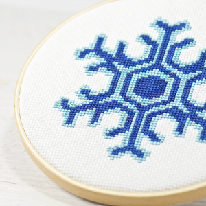 simple blue snowflake counted cross stitch pattern kit