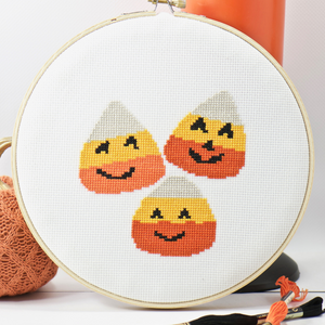 Halloween candy corn modern cross stitch design pattern kit