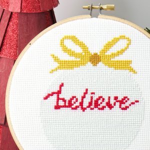 christmas ornament believe bulb counted cross stitch pattern kit