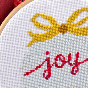christmas ornament bulb with word joy counted cross stitch pattern