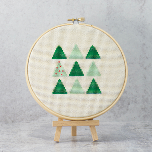 simple christmas tree farm modern cross stitch pattern kit for the beginner