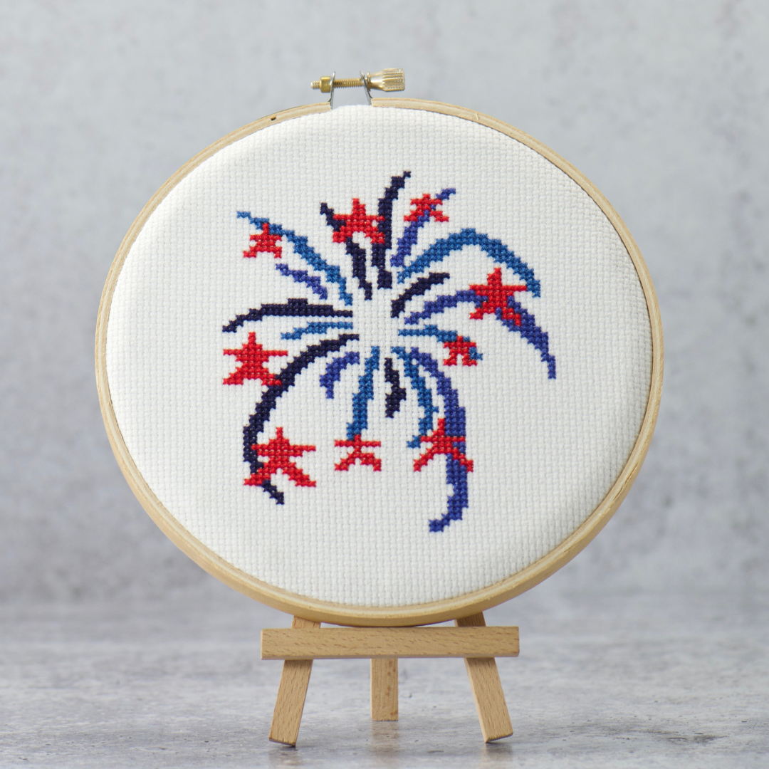 red white blue fourth of july fireworks cross stitch pdf download