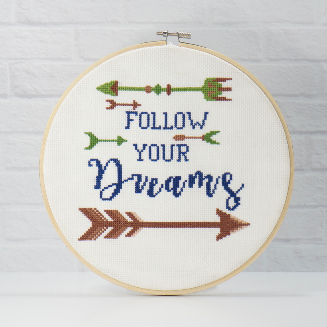 follow your dream counted cross stitch kit