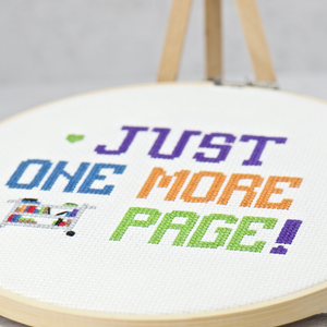 just one more page reading counted cross stitch kit