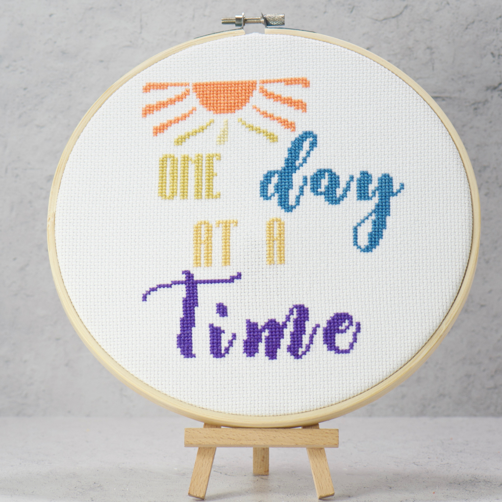 one day at a time positive vibes cross stitch digital download pattern