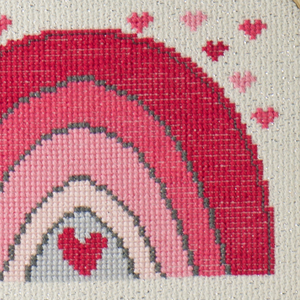 pink red colorful cute rainbow counted cross stitch pattern for beginners