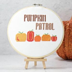 orange pumpkin patrol words counted cross stitch pattern in digital download pdf