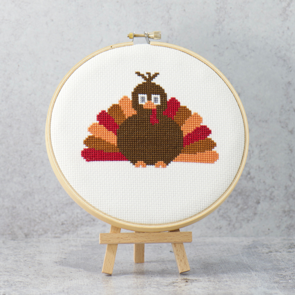 thanksgiving turkey simple counted cross stitch pattern kit