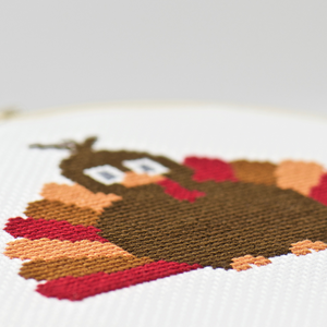cute thanksgiving turkey simple counted cross stitch pattern kit