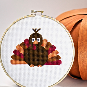 thanksgiving turkey simple counted cross stitch pattern kit
